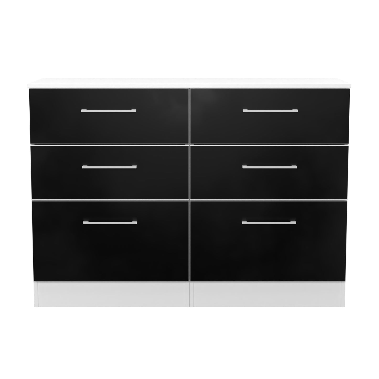 Worcester Large Chest of Drawers Black & White 6 Drawers 110cm