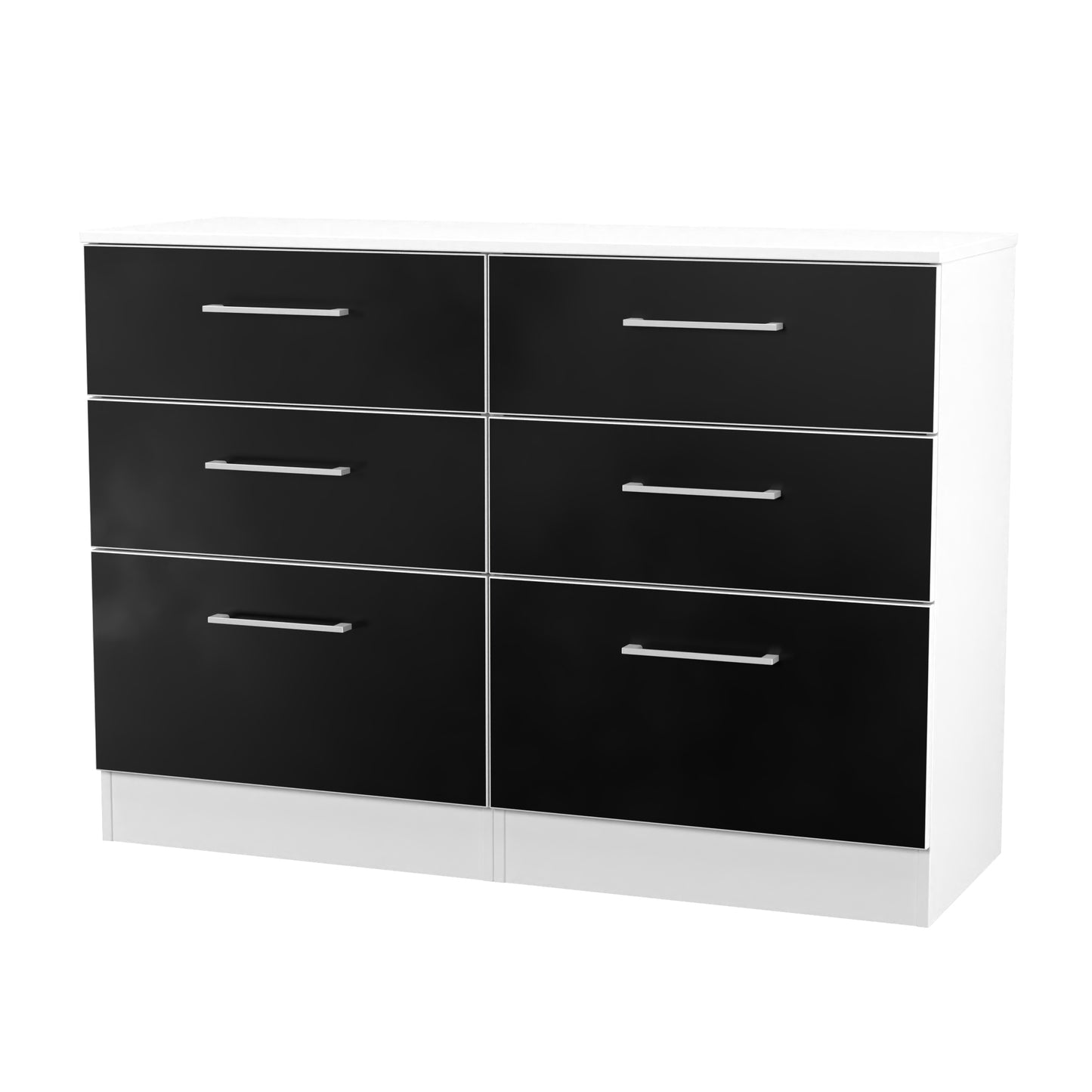Worcester Large Chest of Drawers Black & White 6 Drawers 110cm