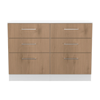 Worcester Large Chest of Drawers White & Light Oak 6 Drawers 110cm