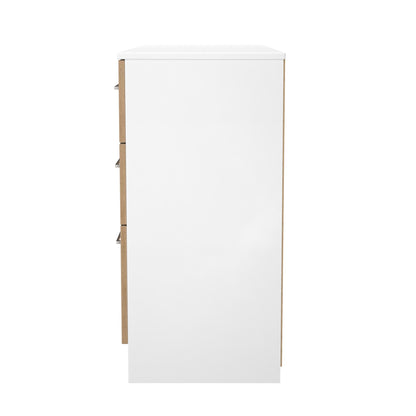 Worcester Large Chest of Drawers White & Light Oak 6 Drawers 110cm