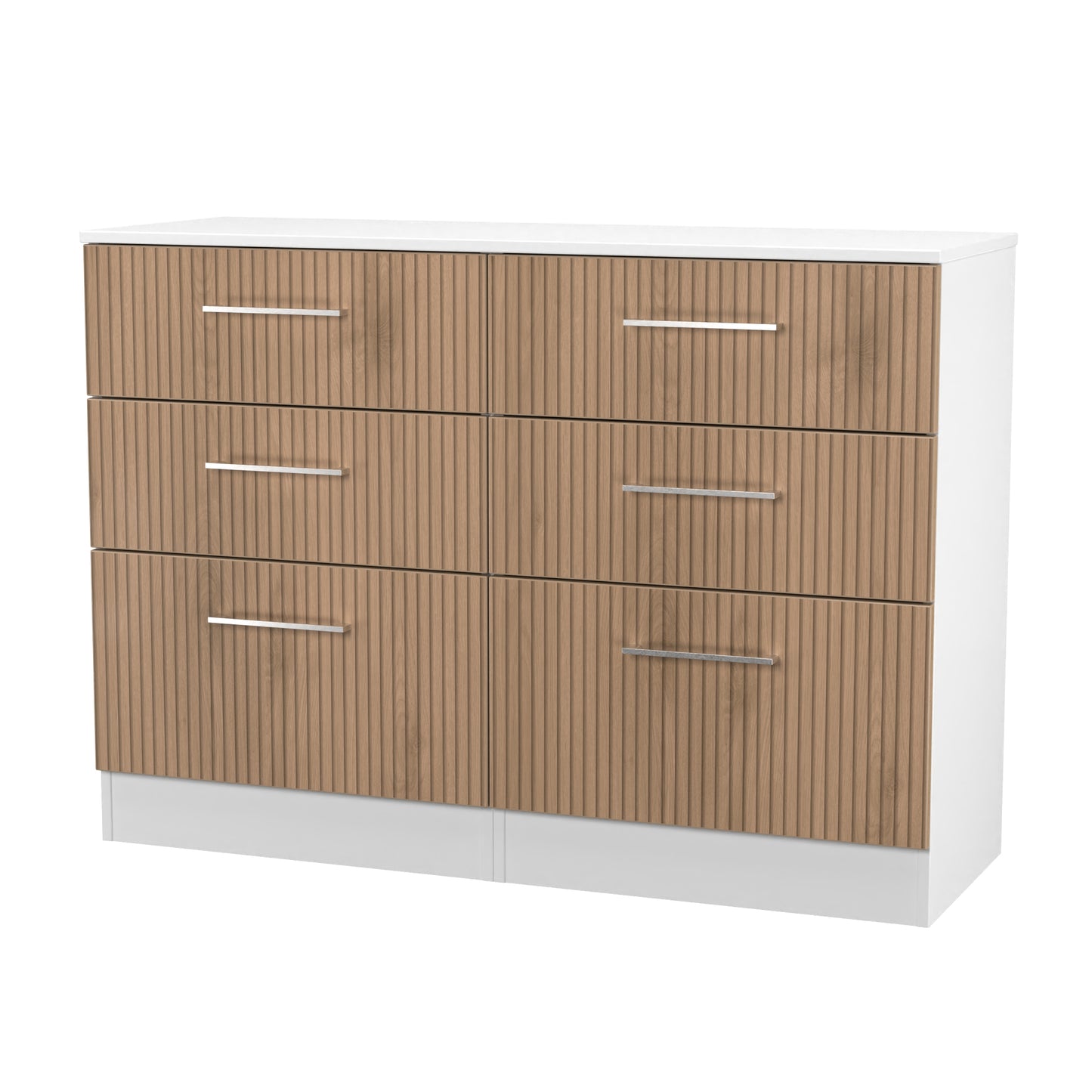 Worcester Large Chest of Drawers White & Light Oak 6 Drawers 110cm