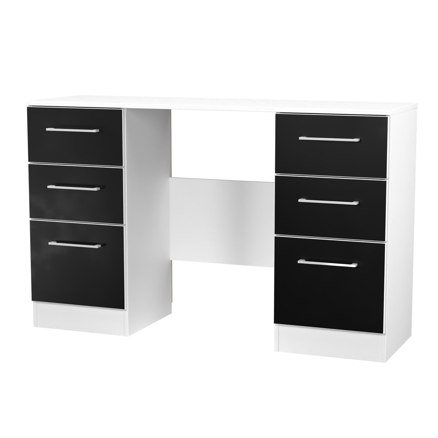 Worcester Desk Black & White 6 Drawers 125cm