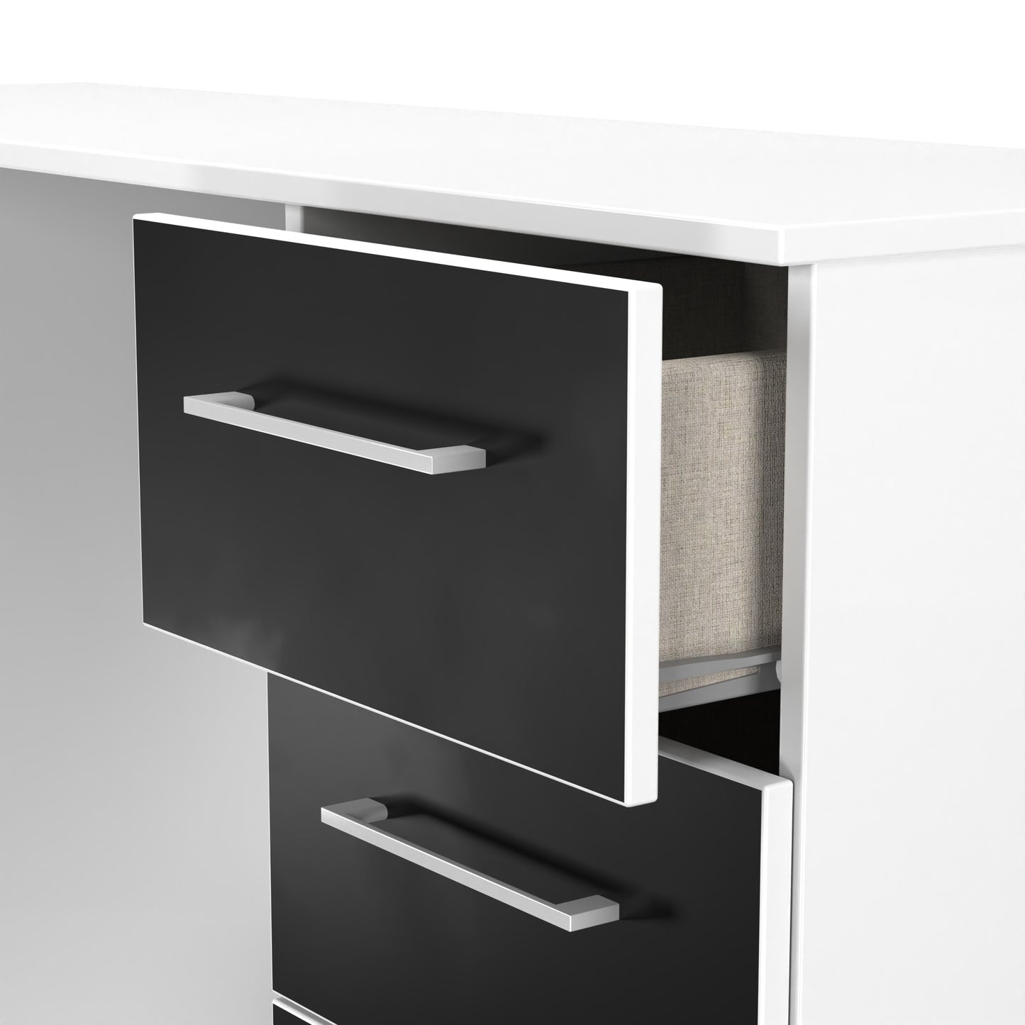 Worcester Desk Black & White 6 Drawers 125cm