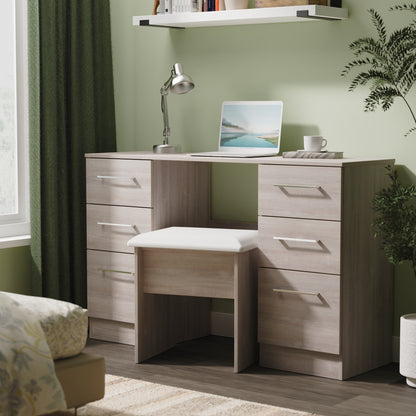 Worcester Desk Light Grey 6 Drawers 125cm