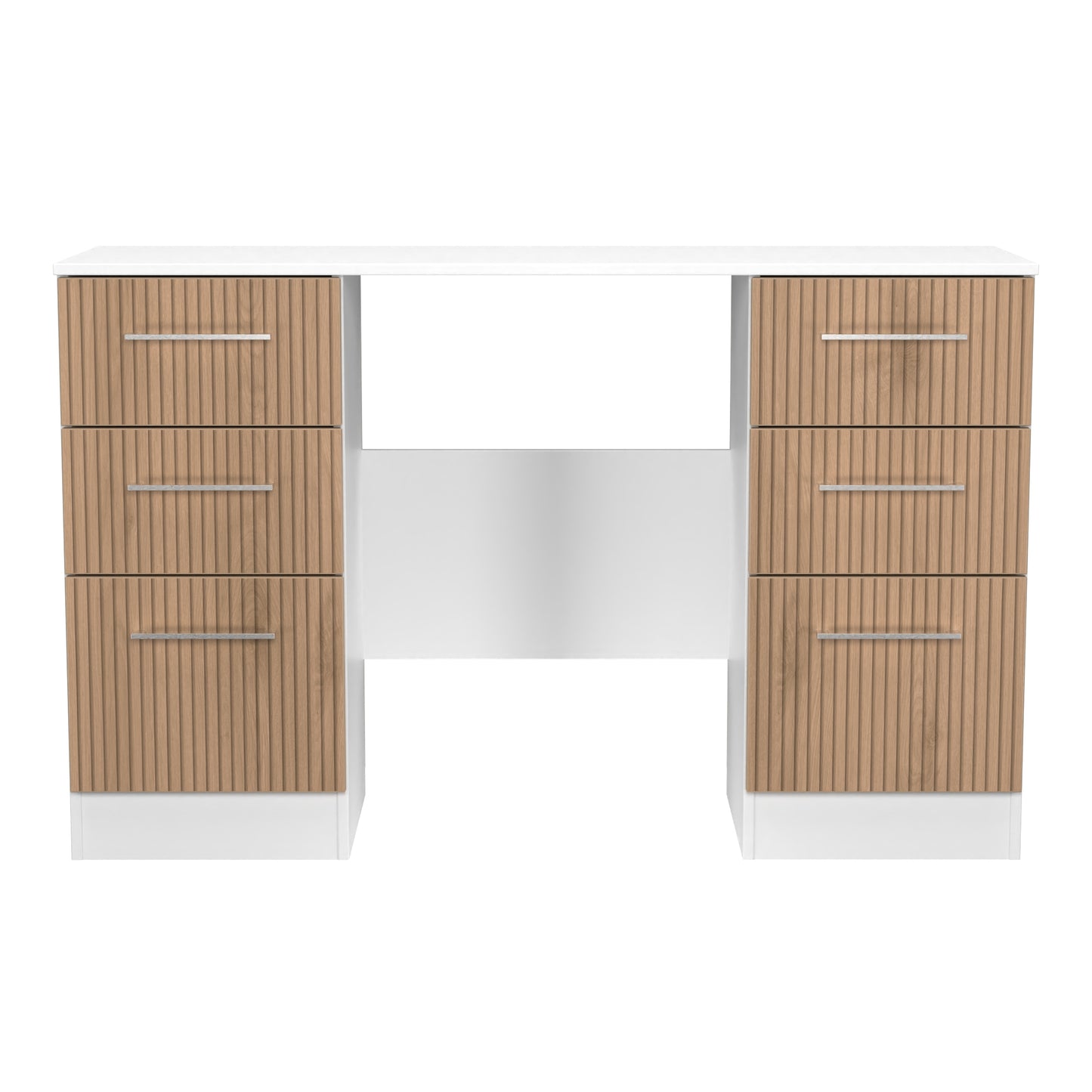 Worcester Desk White & Light Oak 6 Drawers 125cm
