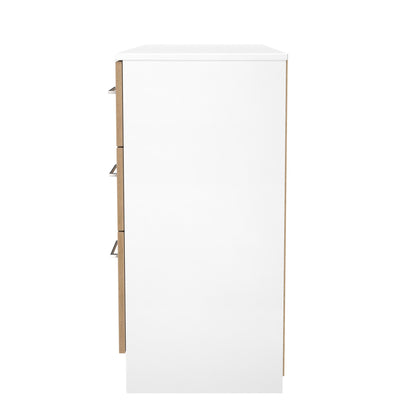 Worcester Desk White & Light Oak 6 Drawers 125cm