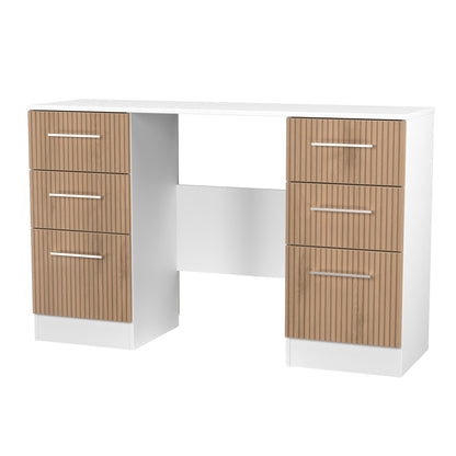 Worcester Desk White & Light Oak 6 Drawers 125cm