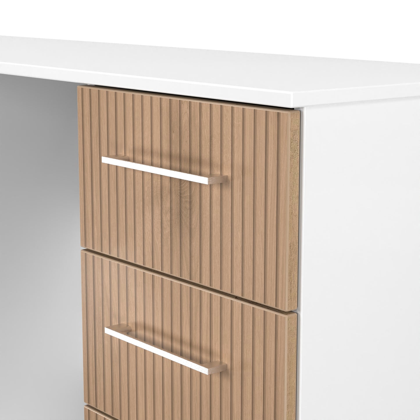 Worcester Desk White & Light Oak 6 Drawers 125cm