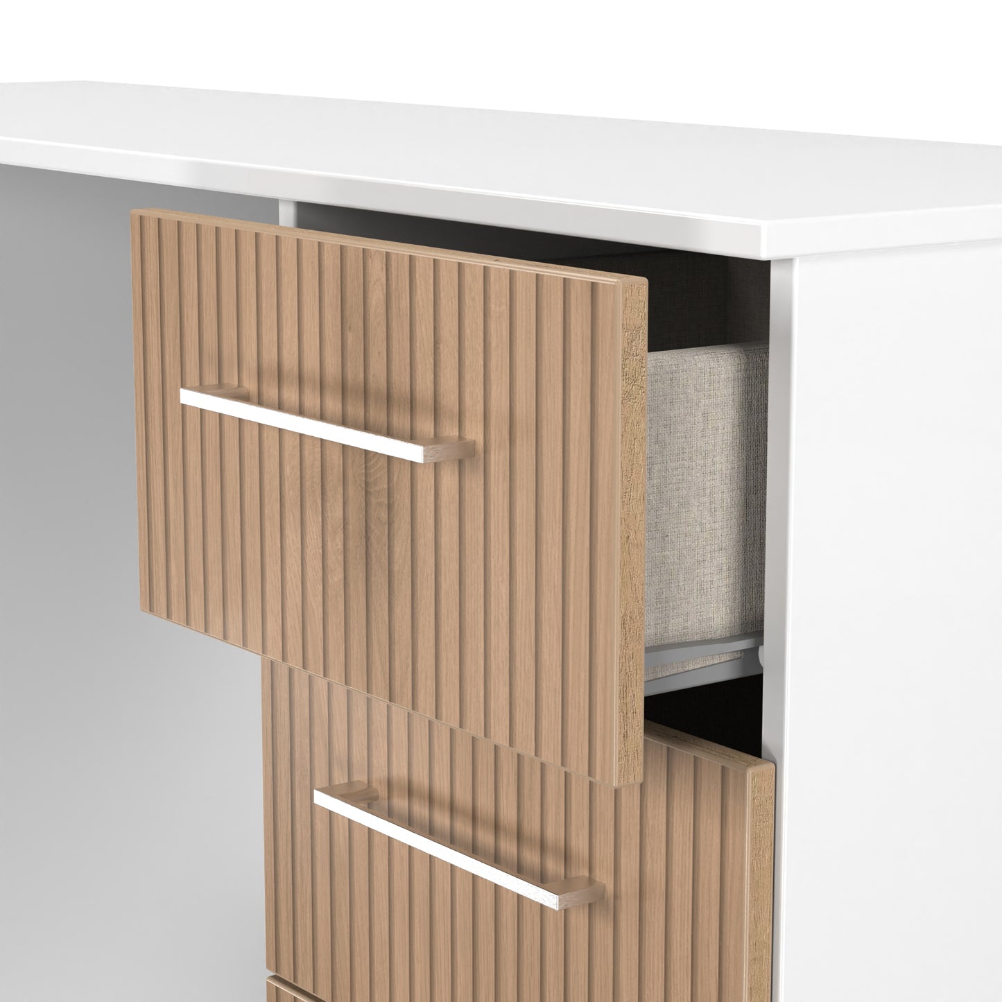 Worcester Desk White & Light Oak 6 Drawers 125cm