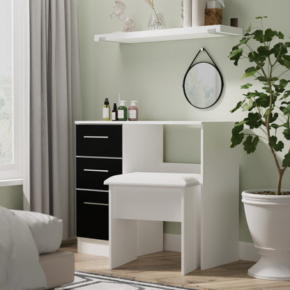 Worcester Desk Black & White 3 Drawers 90cm