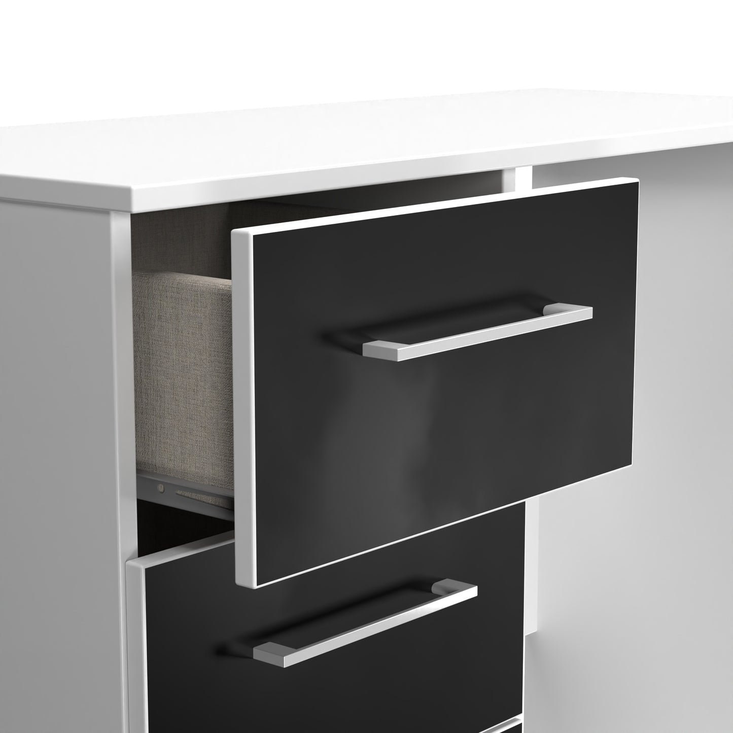 Worcester Desk Black & White 3 Drawers 90cm
