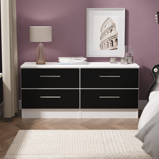 Worcester Large Chest of Drawers Black & White 4 Drawers 110cm