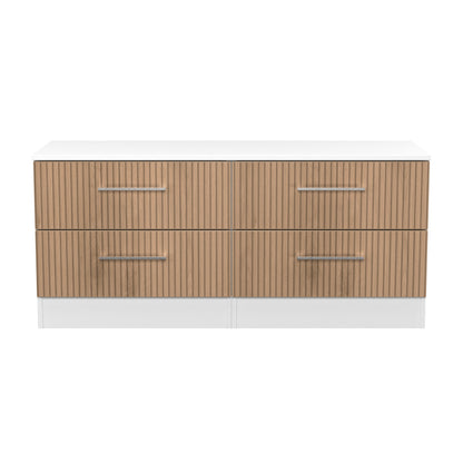 Worcester Large Chest of Drawers White & Light Oak 4 Drawers 110cm
