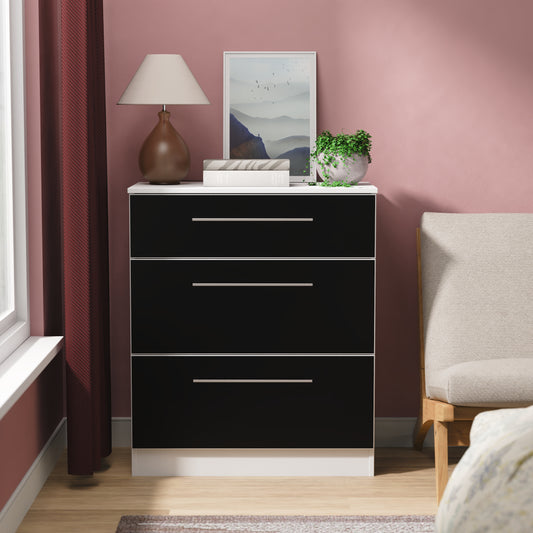 Worcester Chest of Drawers Black & White 3 Drawers 39cm