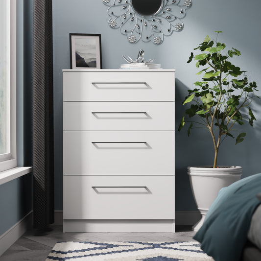 Worcester Tall Chest of Drawers White 4 Drawers 74cm