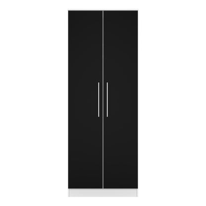 Worcester Tall Wardrobe Black & White 2 Doors 1 Shelf 74cm