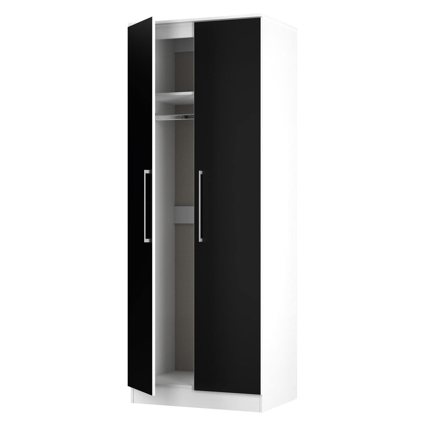 Worcester Tall Wardrobe Black & White 2 Doors 1 Shelf 74cm