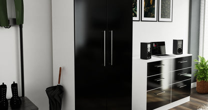 Worcester Tall Wardrobe Black & White 2 Doors 1 Shelf 74cm