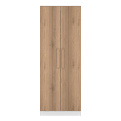 Worcester Tall Wardrobe White & Light Oak 2 Doors 1 Shelf 74cm