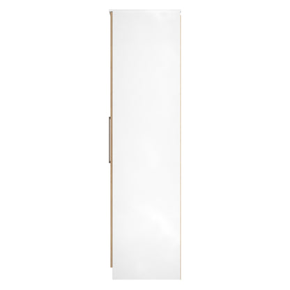 Worcester Tall Wardrobe White & Light Oak 2 Doors 1 Shelf 74cm