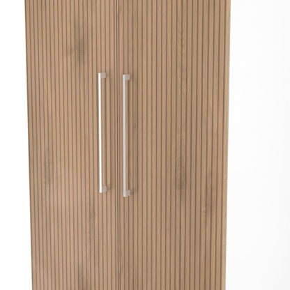 Worcester Tall Wardrobe White & Light Oak 2 Doors 1 Shelf 74cm
