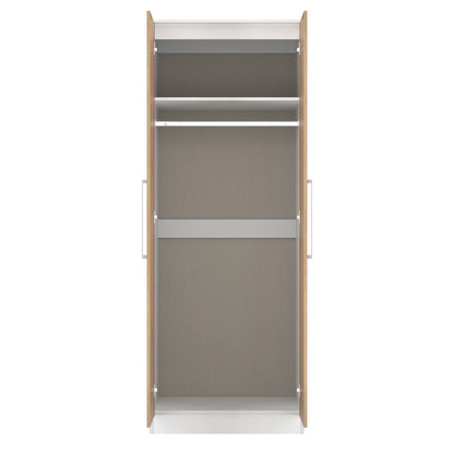 Worcester Tall Wardrobe White & Light Oak 2 Doors 1 Shelf 74cm