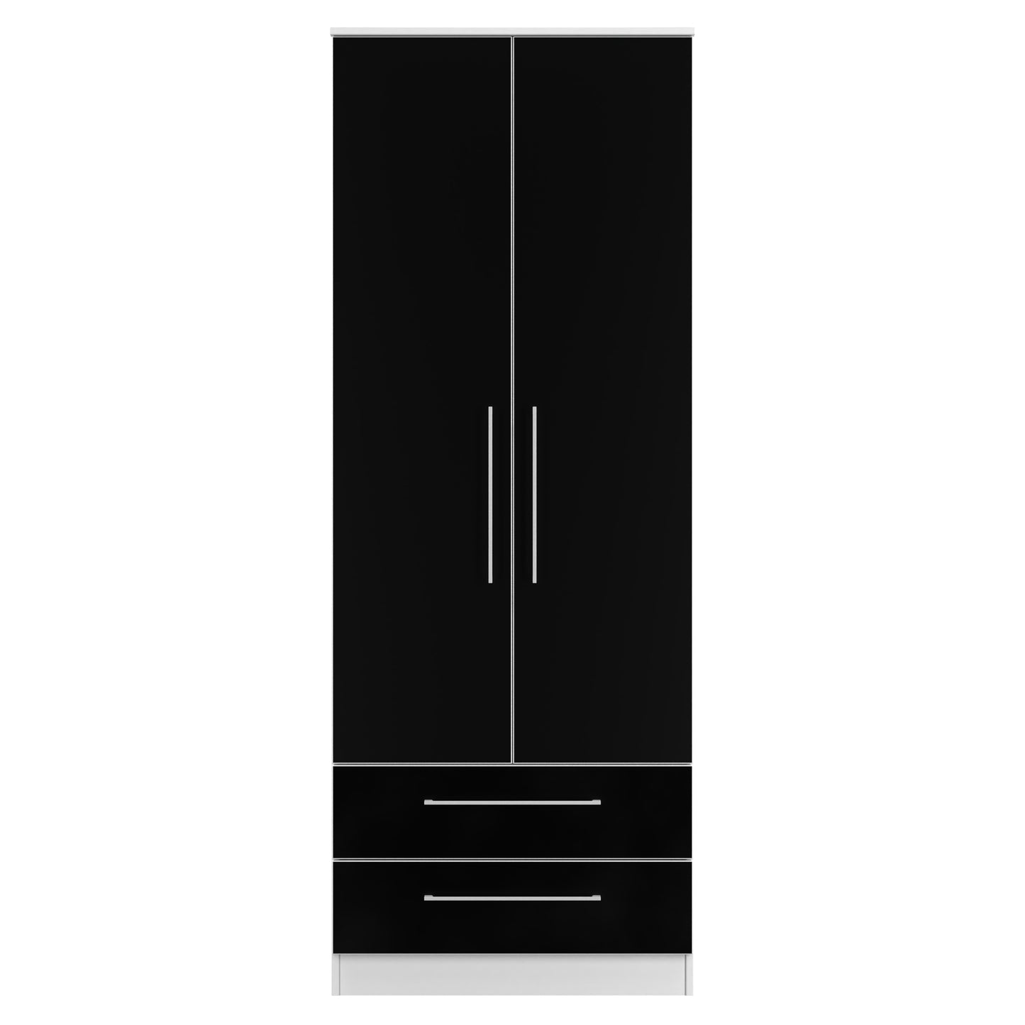 Worcester Tall Wardrobe Black & White 2 Doors 2 Drawers 74cm
