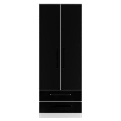 Worcester Tall Wardrobe Black & White 2 Doors 2 Drawers 74cm
