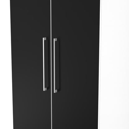 Worcester Tall Wardrobe Black & White 2 Doors 2 Drawers 74cm