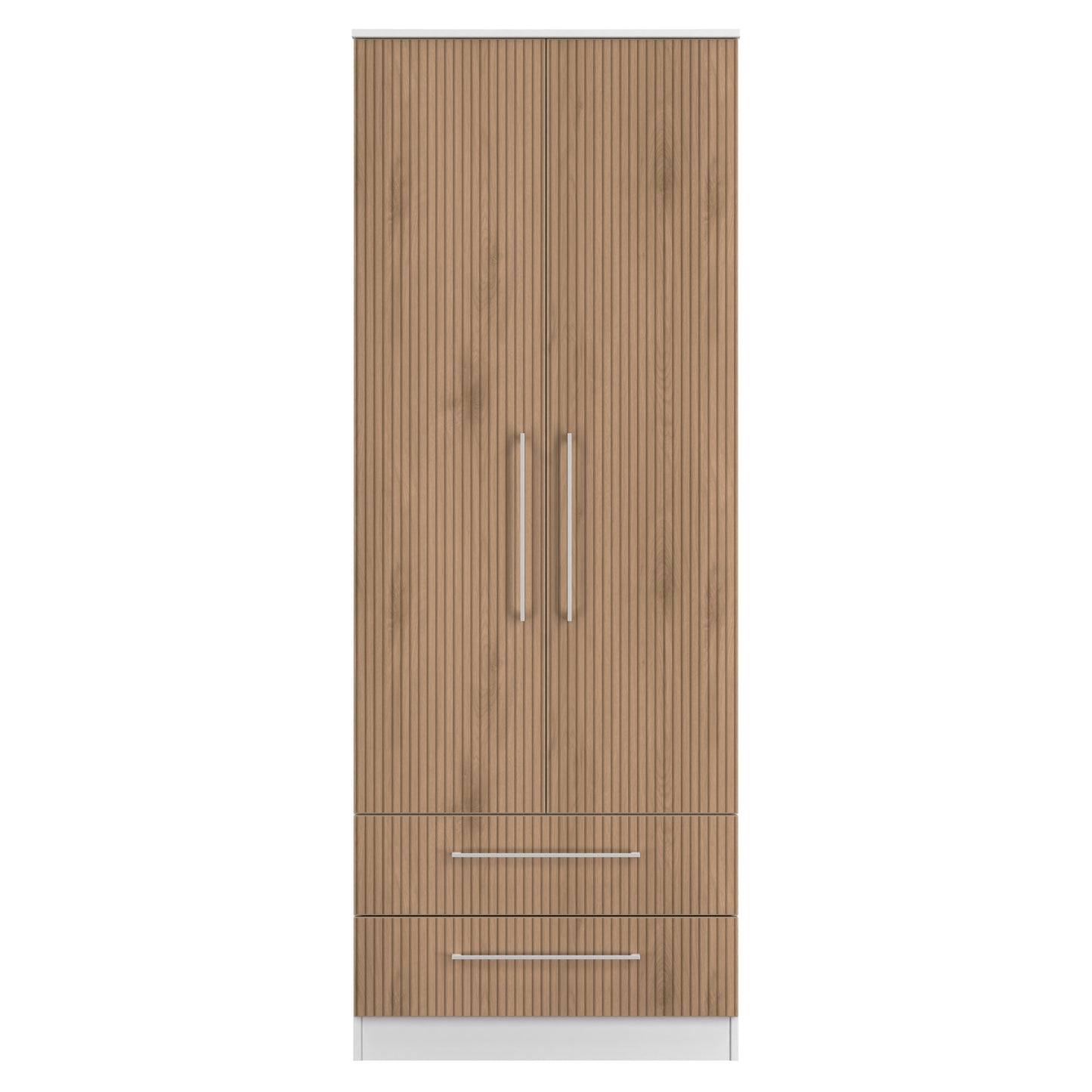 Worcester Tall Wardrobe White & Light Oak 2 Doors 2 Drawers 74cm
