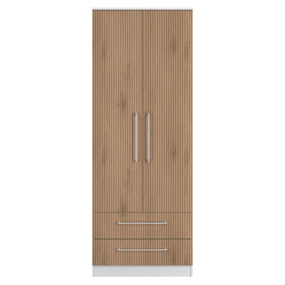 Worcester Tall Wardrobe White & Light Oak 2 Doors 2 Drawers 74cm