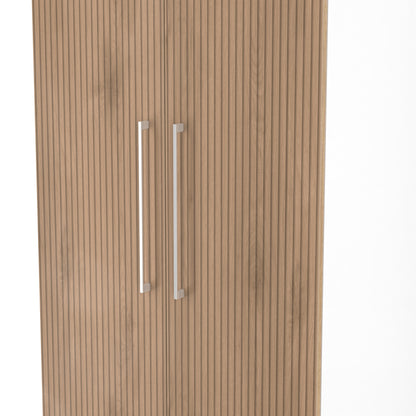 Worcester Tall Wardrobe White & Light Oak 2 Doors 2 Drawers 74cm