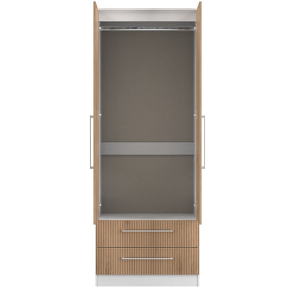 Worcester Tall Wardrobe White & Light Oak 2 Doors 2 Drawers 74cm
