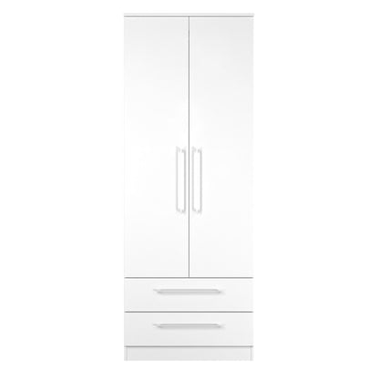 Worcester Tall Wardrobe White 2 Doors 2 Drawers 74cm
