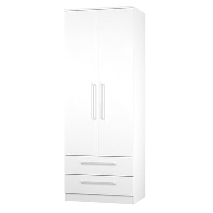 Worcester Tall Wardrobe White 2 Doors 2 Drawers 74cm
