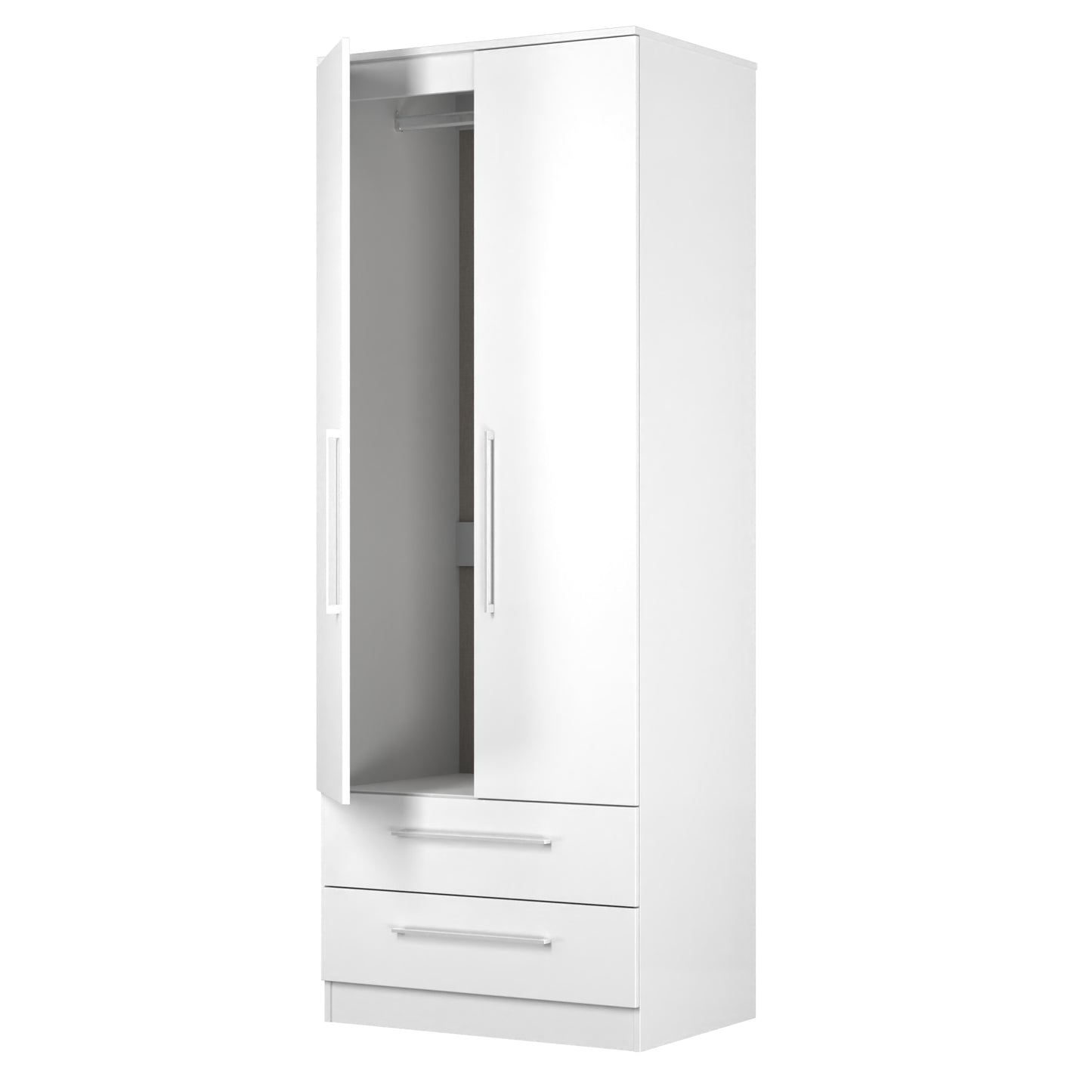 Worcester Tall Wardrobe White 2 Doors 2 Drawers 74cm