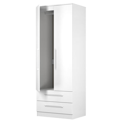 Worcester Tall Wardrobe White 2 Doors 2 Drawers 74cm