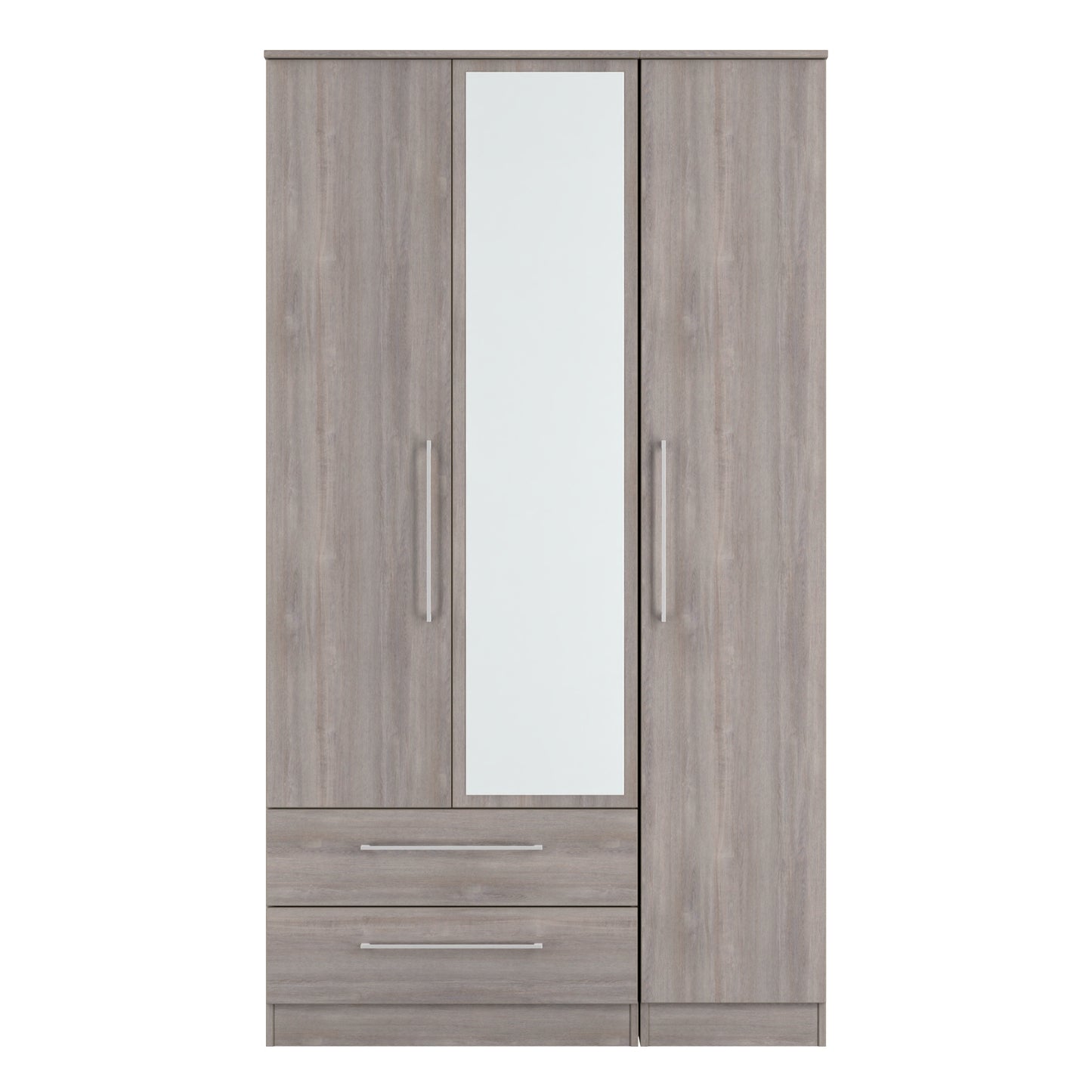 Worcester Tall Mirror Wardrobe Light Grey 2 Drawers 111cm