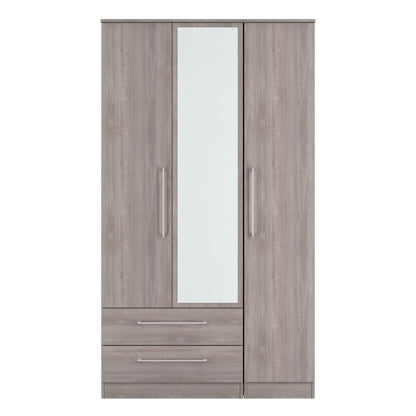 Worcester Tall Mirror Wardrobe Light Grey 2 Drawers 111cm