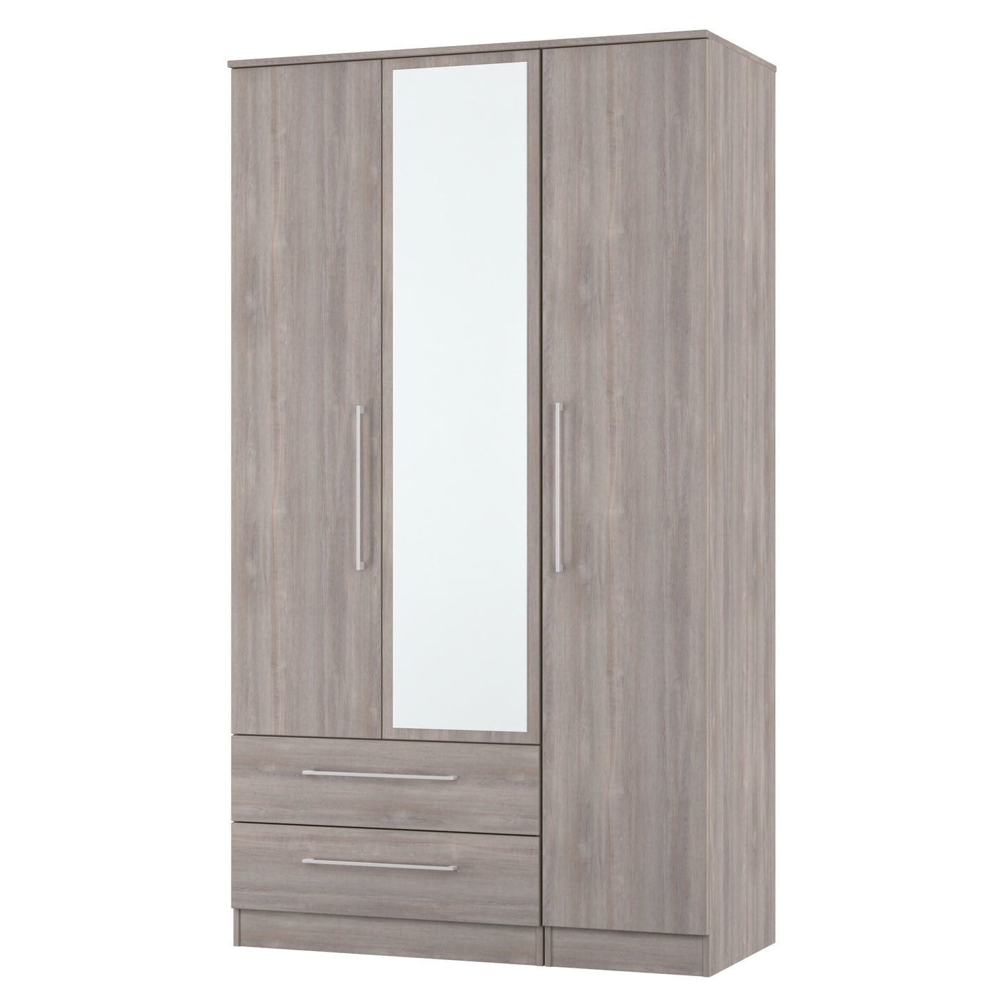 Worcester Tall Mirror Wardrobe Light Grey 2 Drawers 111cm