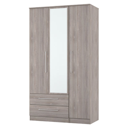Worcester Tall Mirror Wardrobe Light Grey 2 Drawers 111cm