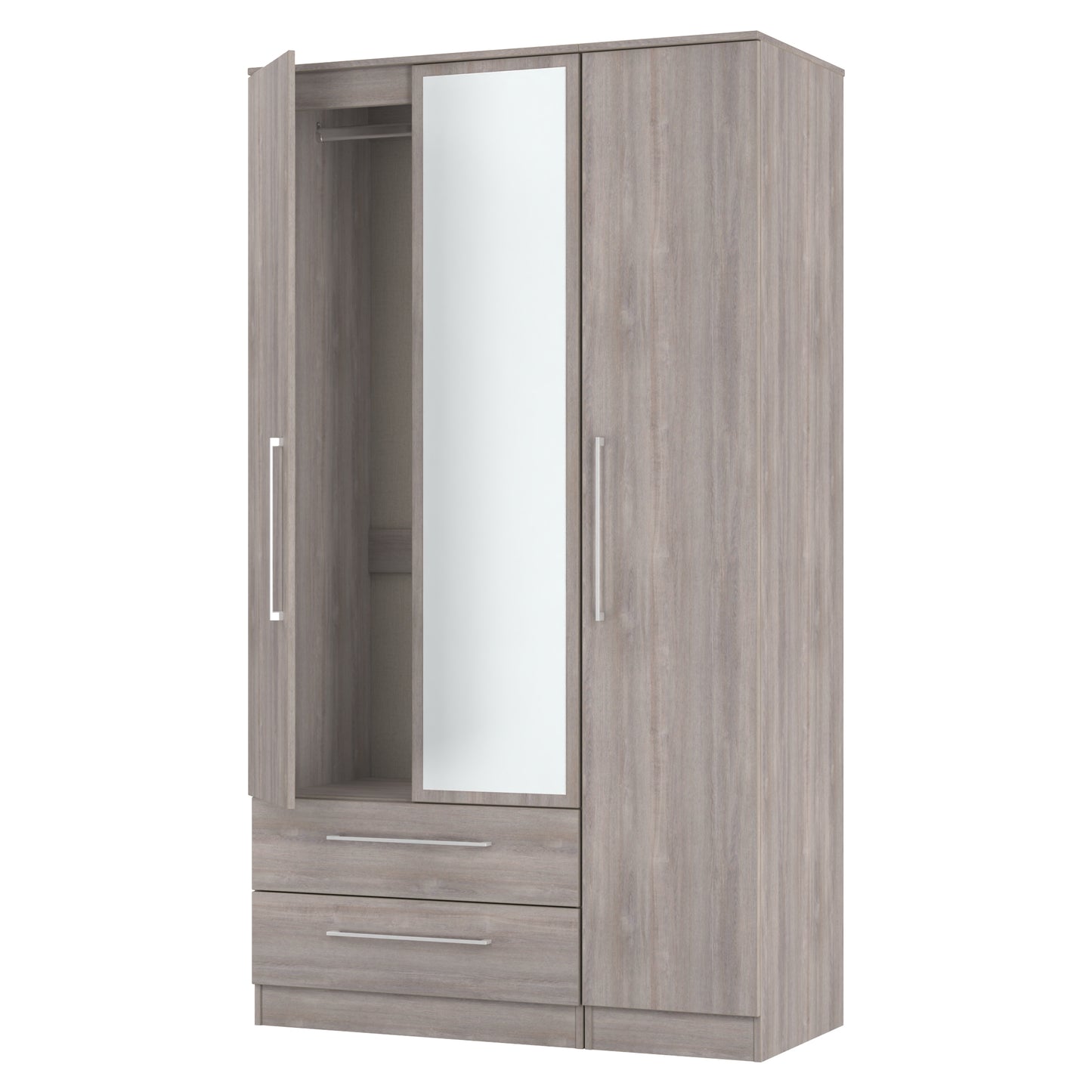 Worcester Tall Mirror Wardrobe Light Grey 2 Drawers 111cm
