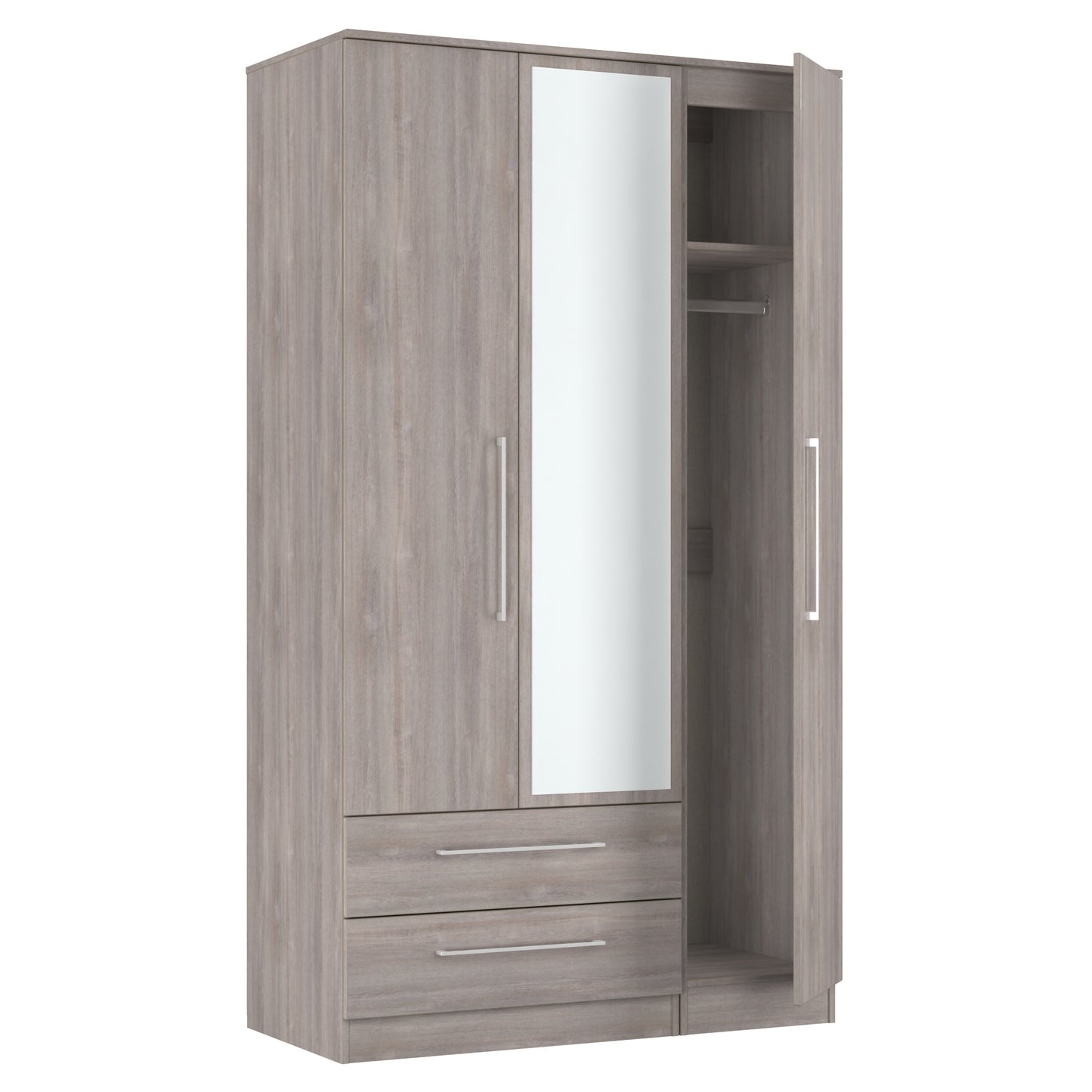 Worcester Tall Mirror Wardrobe Light Grey 2 Drawers 111cm