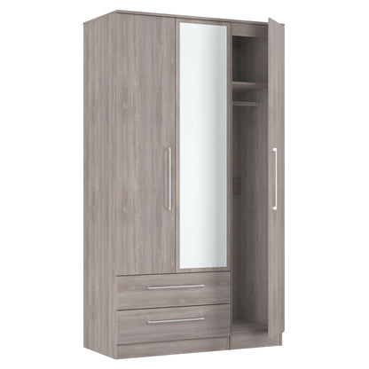 Worcester Tall Mirror Wardrobe Light Grey 2 Drawers 111cm