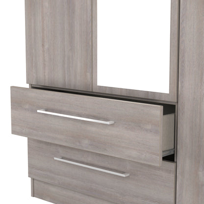Worcester Tall Mirror Wardrobe Light Grey 2 Drawers 111cm