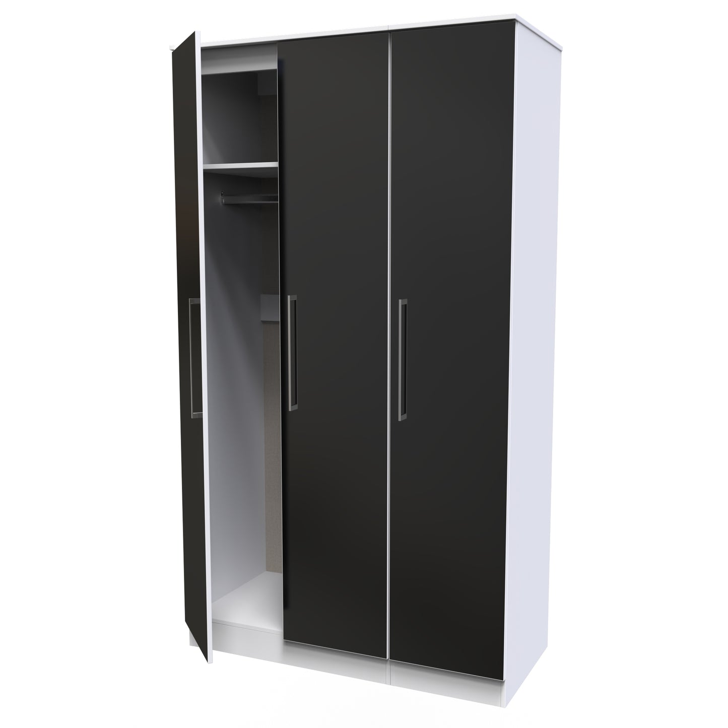 Worcester Tall Mirror Wardrobe Black & White 111cm