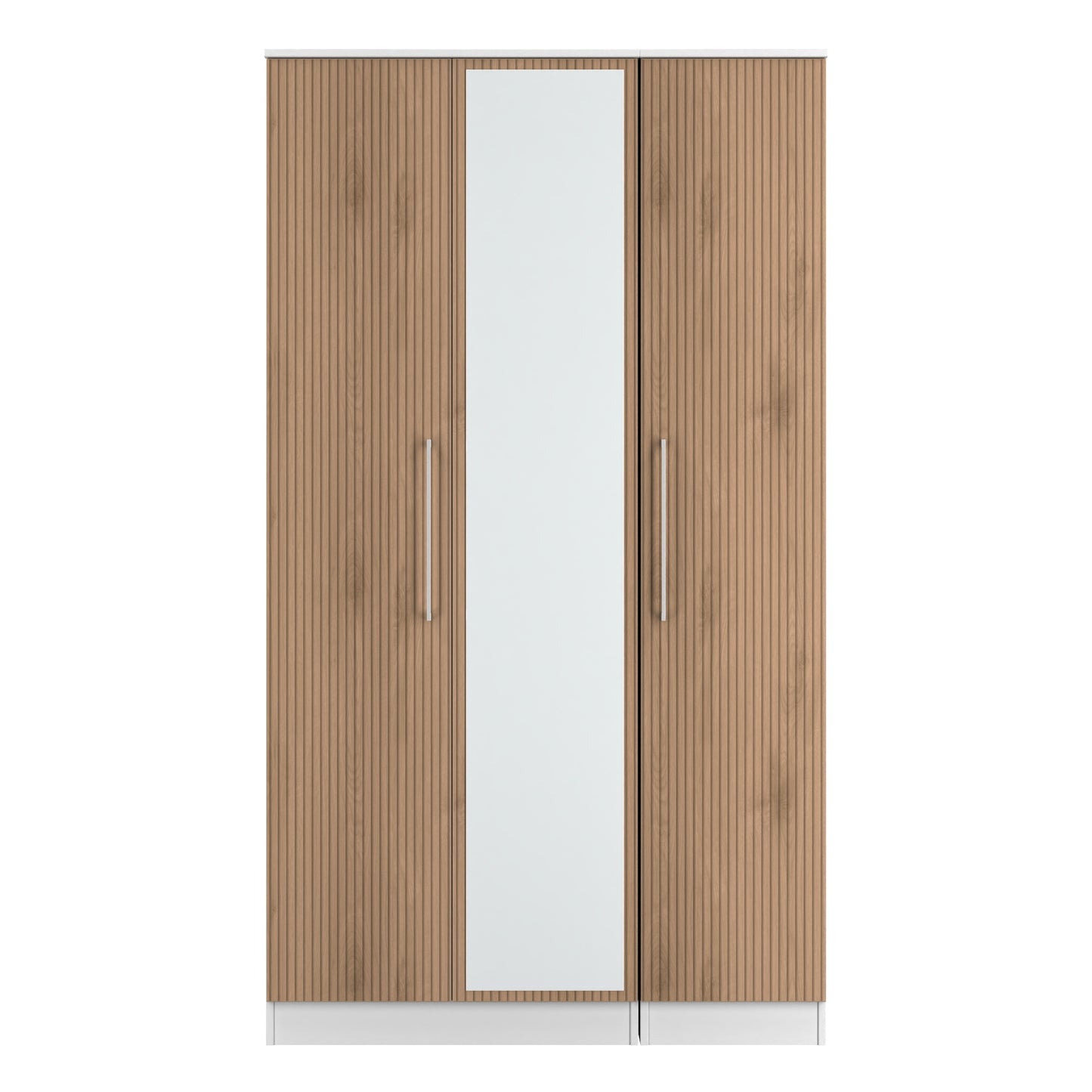 Worcester Tall Mirror Wardrobe White & Light Oak 111cm