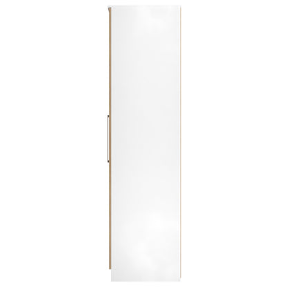 Worcester Tall Mirror Wardrobe White & Light Oak 111cm