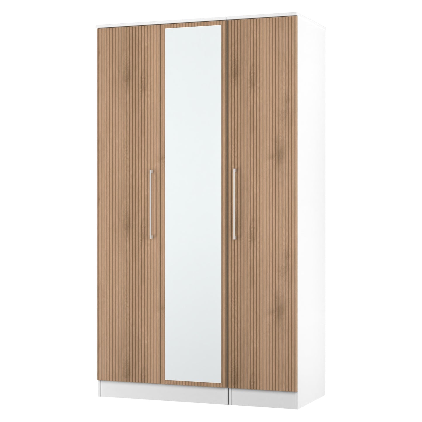 Worcester Tall Mirror Wardrobe White & Light Oak 111cm