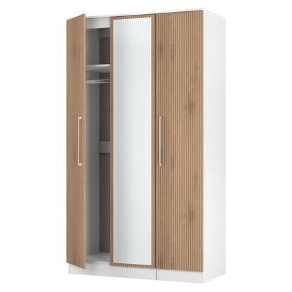 Worcester Tall Mirror Wardrobe White & Light Oak 111cm